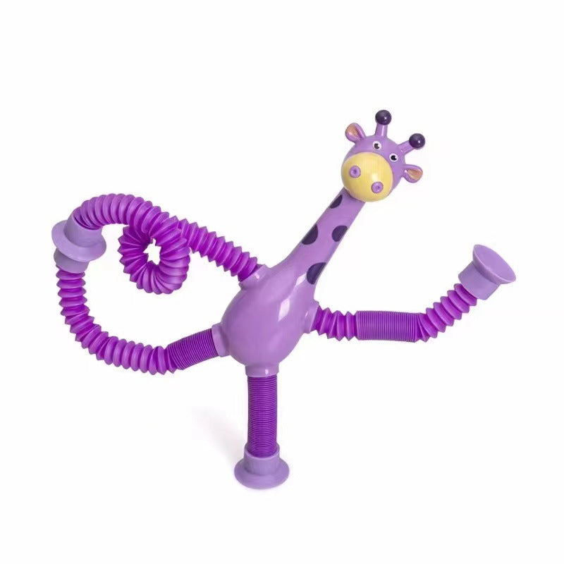 Flexible Giraffe Toy with Suction Cup - StretchyGiraffe-Purple-Without Lights-State of Style