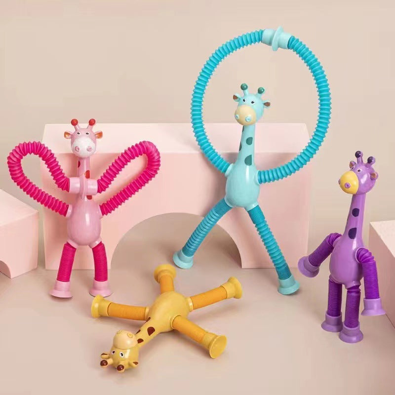 Flexible Giraffe Toy with Suction Cup - StretchyGiraffe-Without Lights-Pink-State of Style
