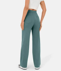 Flexible High-Waisted Trousers - Luna-Stone Green-S (36)-State of Style