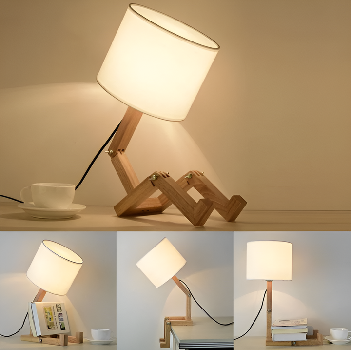 Flexible Robot Desk Lamp made of Solid Wood – LumoBot-State of Style