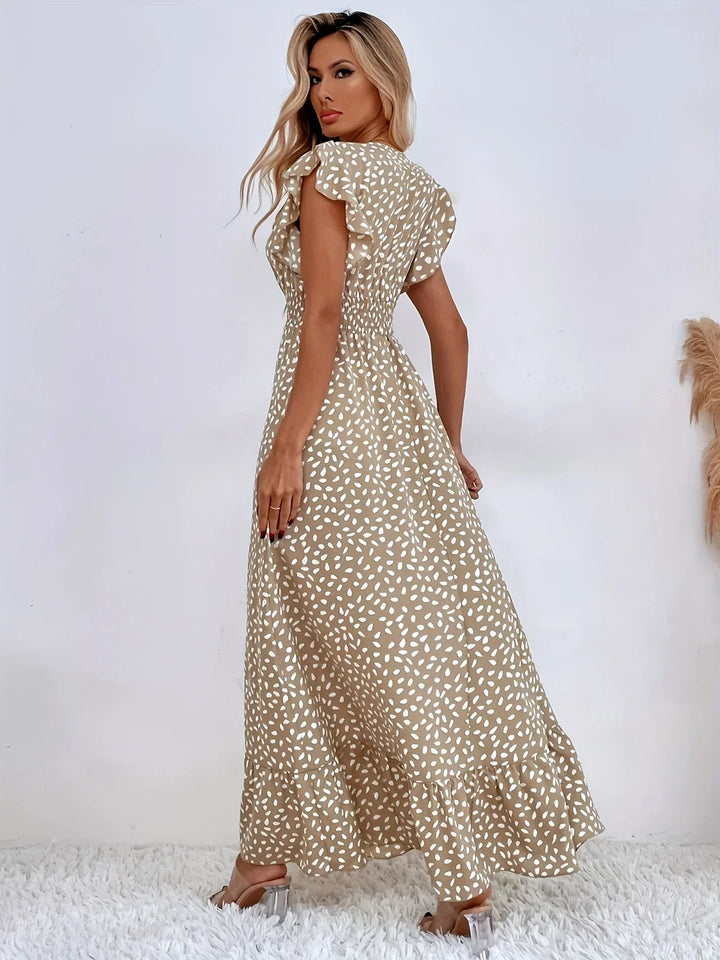 Flora Print Ruffles Dress | Stylish and Trendy-Apricot-XS-State of Style