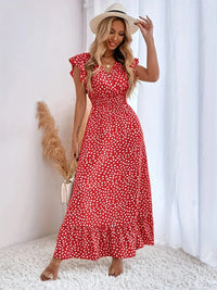 Flora Print Ruffles Dress | Stylish and Trendy-Apricot-XS-State of Style