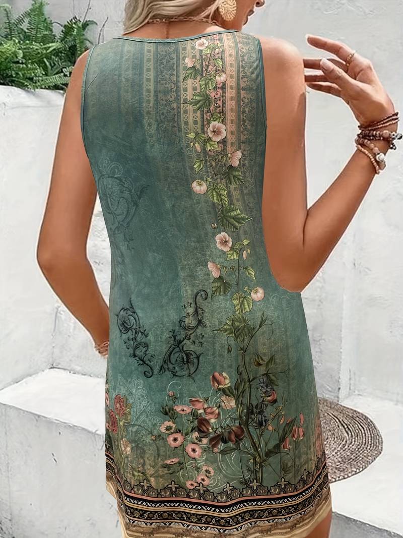 Floral Dress | Light Brown | Elegant & Comfortable-M-State of Style