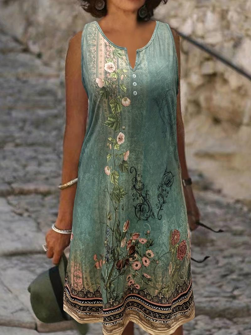 Floral Dress | Light Brown | Elegant & Comfortable-M-State of Style