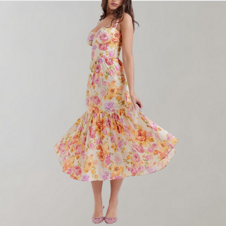 Floral Flared Midi Dress – Mireille-XS-State of Style