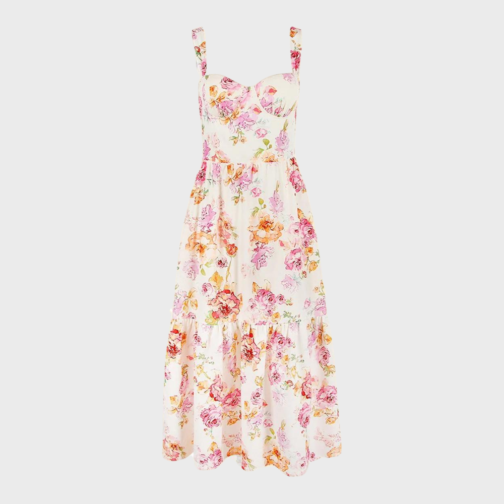 Floral Flared Midi Dress – Mireille-XS-State of Style