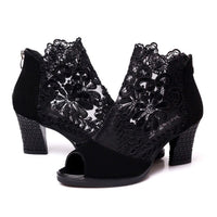 Floral Heels | Elegant Women's Shoes-Black-3.5-State of Style