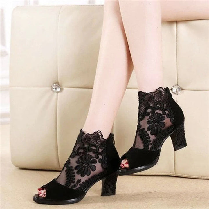 Floral Heels | Elegant Women's Shoes-Black-3.5-State of Style