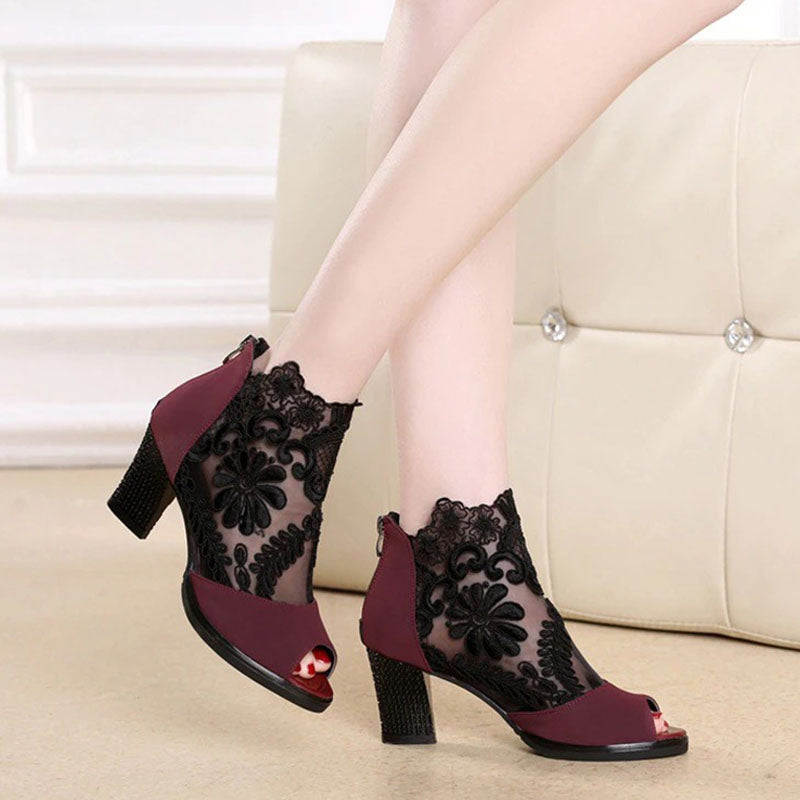 Floral Heels | Elegant Women's Shoes-Black-3.5-State of Style
