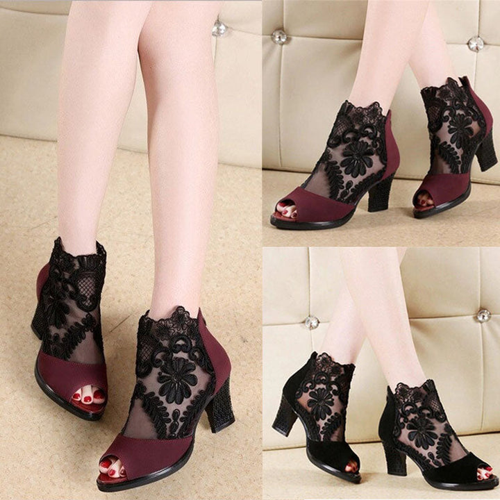 Floral Heels | Elegant Women's Shoes-Black-3.5-State of Style