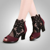Floral Heels | Elegant Women's Shoes-Burgundy-3.5-State of Style