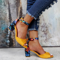 Floral High Heels with Ankle Straps - Marcella-Black-3-State of Style