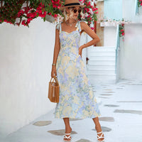 Floral Midi Dress in Lightweight Fabric – Alina-Blue-S-State of Style