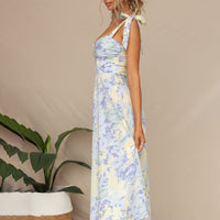 Floral Midi Dress in Lightweight Fabric – Alina-Blue-S-State of Style