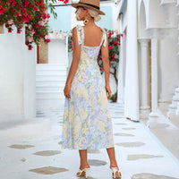 Floral Midi Dress in Lightweight Fabric – Alina-Blue-S-State of Style