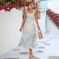 Floral Midi Dress in Lightweight Fabric – Alina-Blue-S-State of Style