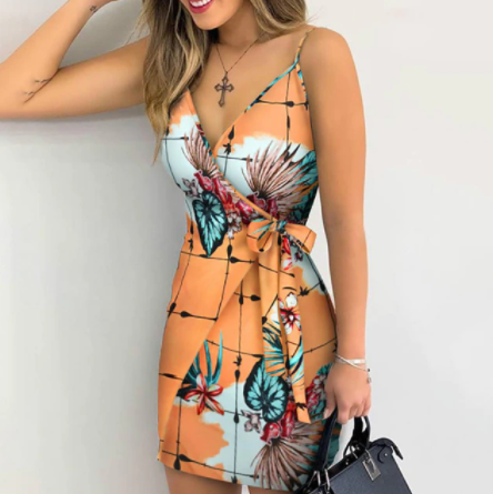 Floral Mini Dress | Stylish and Comfortable-Orange-S-State of Style
