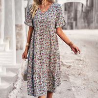 Floral Print Midi Dress - Lilac-Royal Blue-S-State of Style