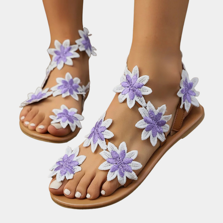 Floral Sandals for Women - Lina-Blue-3-State of Style