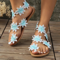Floral Sandals for Women - Lina-Blue-3-State of Style
