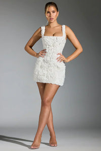 Flower Corset Mini Dress - Flower-White-XS-State of Style