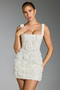 Flower Corset Mini Dress - Flower-White-XS-State of Style