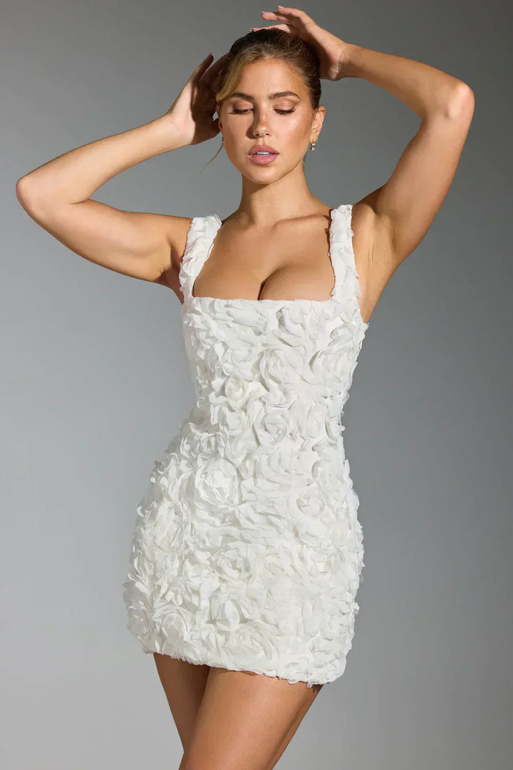Flower Corset Mini Dress - Flower-White-XS-State of Style