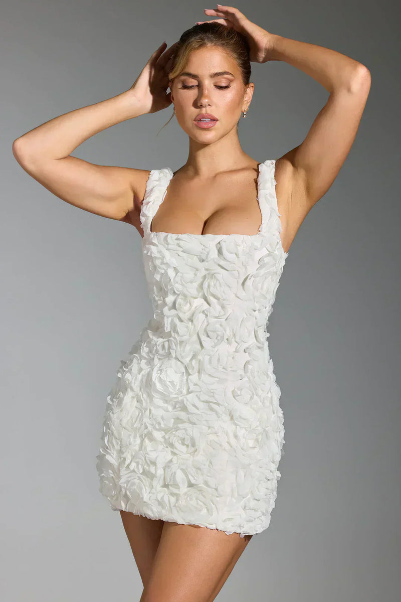 Flower Corset Mini Dress - Flower-White-XS-State of Style