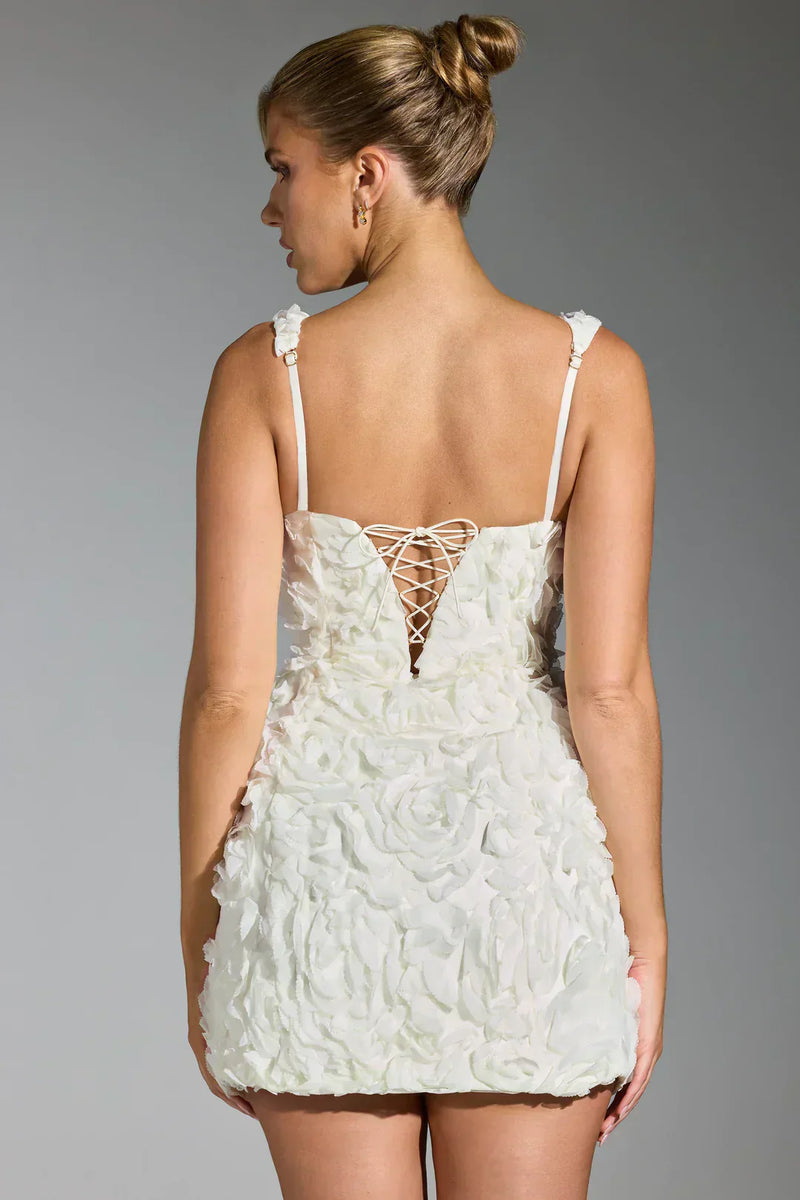 Flower Corset Mini Dress - Flower-White-XS-State of Style