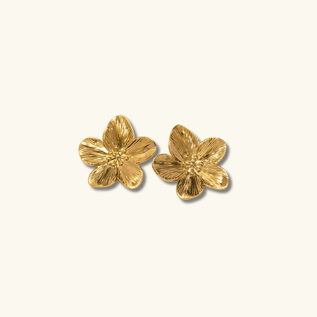 Flower-Shaped Gold Earrings - Elara-State of Style