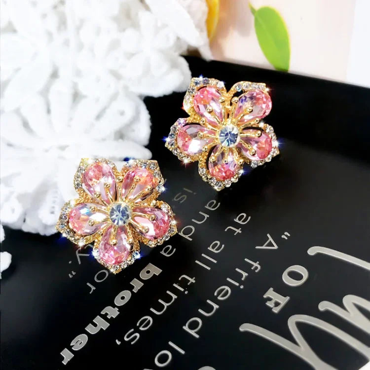 Flower-shaped Zirconia Earrings - Flora-State of Style