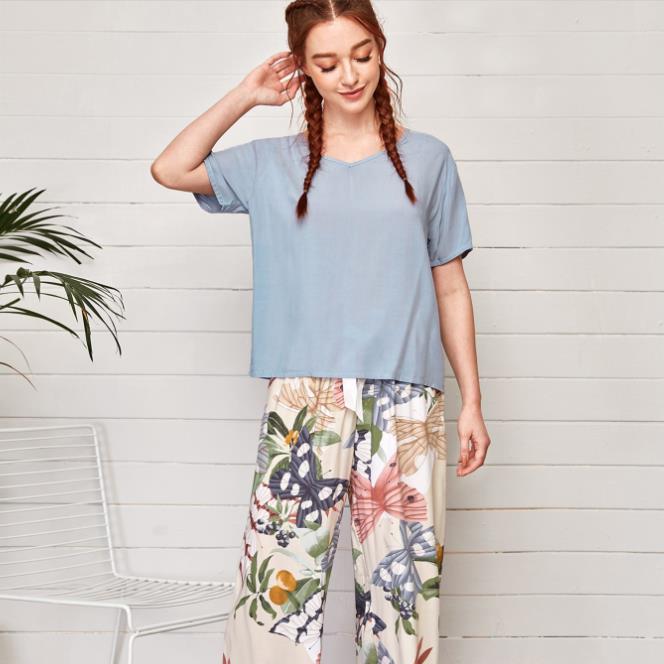 FlowerPyjamas | Soft & Stylish Women's Pyjamas-Blue/Blue-S-State of Style