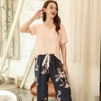 FlowerPyjamas | Soft & Stylish Women's Pyjamas-Blue/Orange-S-State of Style