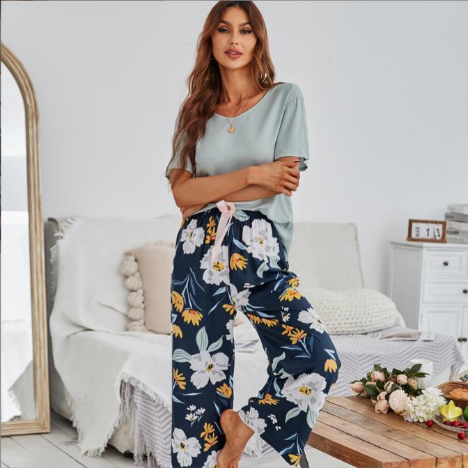 FlowerPyjamas | Soft & Stylish Women's Pyjamas-Blue/Orange-S-State of Style