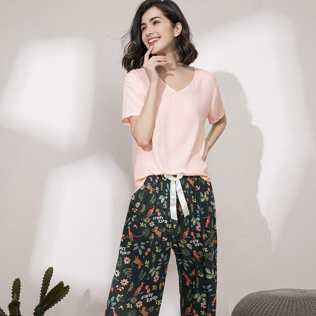 FlowerPyjamas | Soft & Stylish Women's Pyjamas-Blue/Orange-S-State of Style