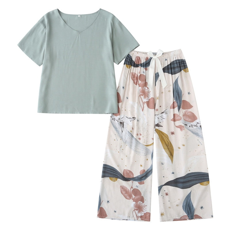 FlowerPyjamas | Soft & Stylish Women's Pyjamas-Blue/Orange-S-State of Style