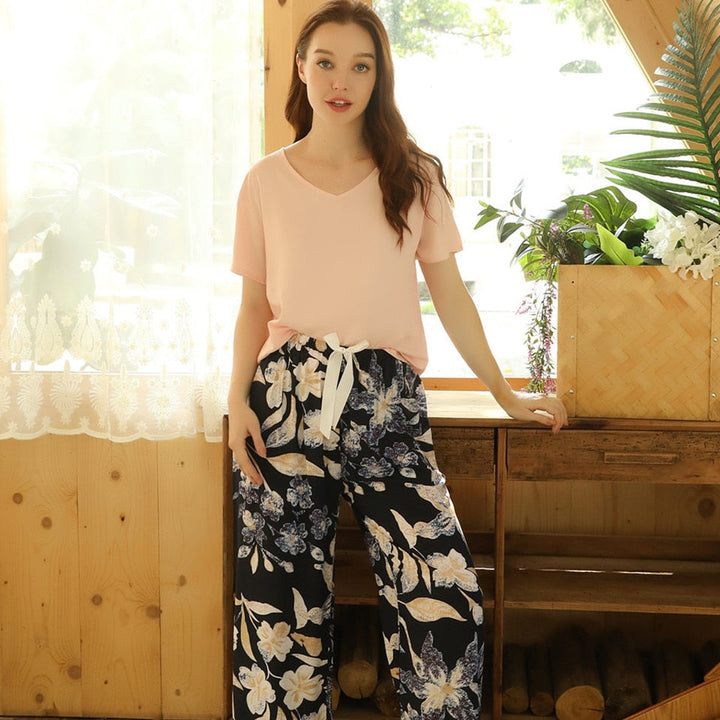 FlowerPyjamas | Soft & Stylish Women's Pyjamas-Blue/Orange-S-State of Style