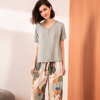 FlowerPyjamas | Soft & Stylish Women's Pyjamas-Grey/White-S-State of Style