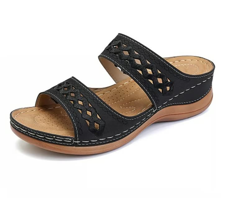 FlowerySandals | Stylish & Comfortable Women's Sandals-Black-4.5-State of Style