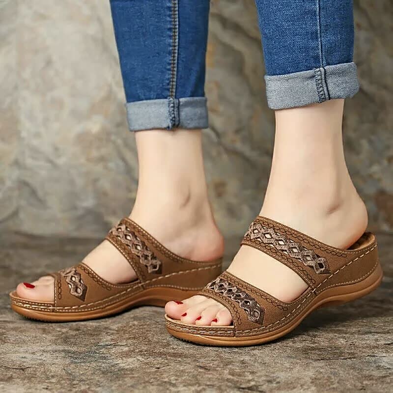 FlowerySandals | Stylish & Comfortable Women's Sandals-Dark Brown-4.5-State of Style