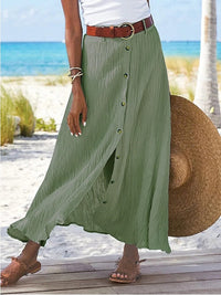 Flowing Linen Maxi Skirt – Odette-Green-S-State of Style