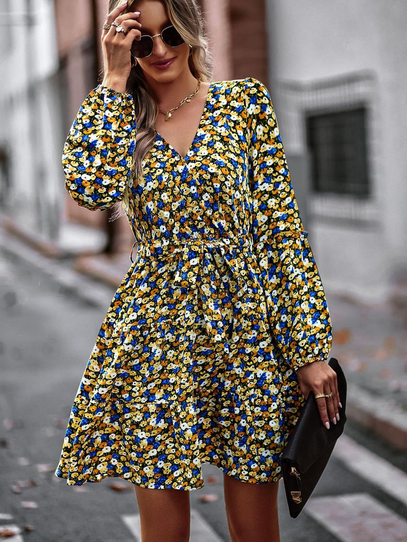 Flowing Mini Dress with Belt and Ruffles – Noëlle-XS-State of Style