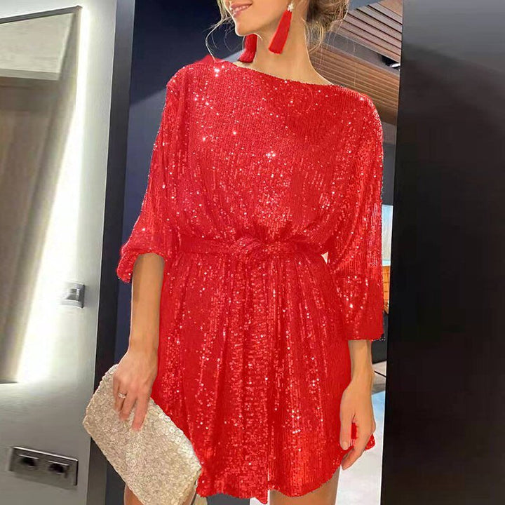 Flowy Party Dress with Loose Fit - Clara-Red-S-State of Style