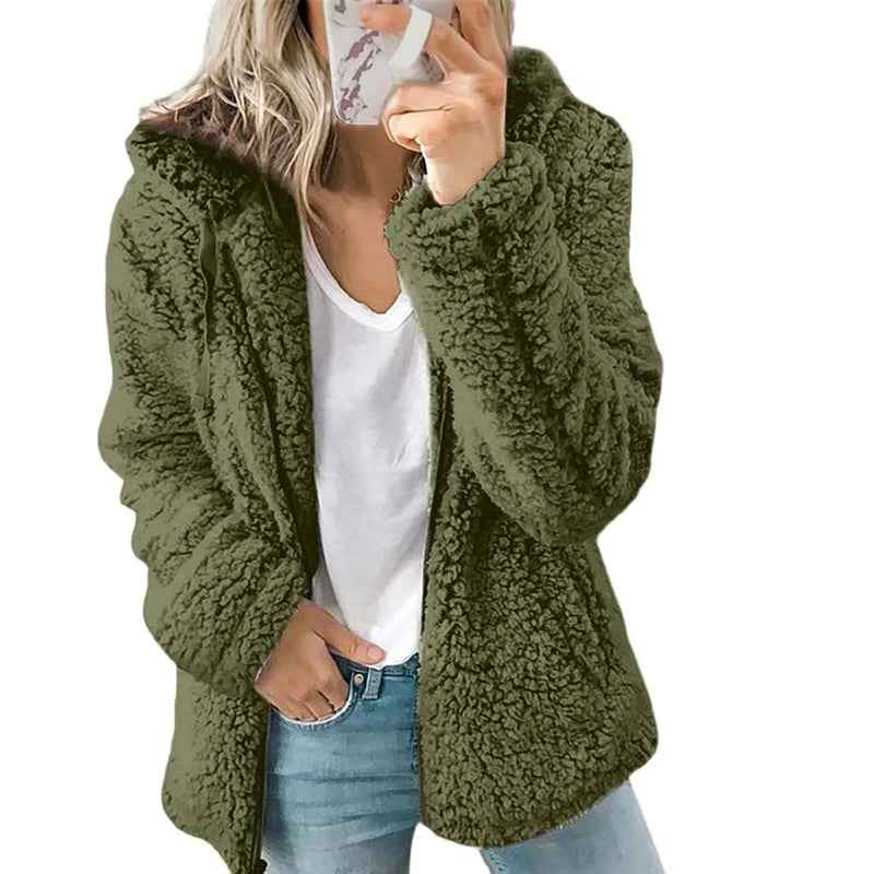 Fluffy Coat Jacket for Women | Stylish & Warm-Army Green-S-State of Style