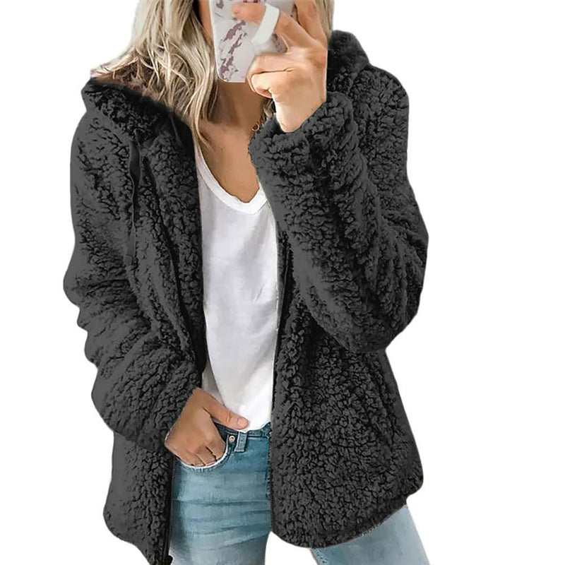 Fluffy Coat Jacket for Women | Stylish & Warm-Black-S-State of Style
