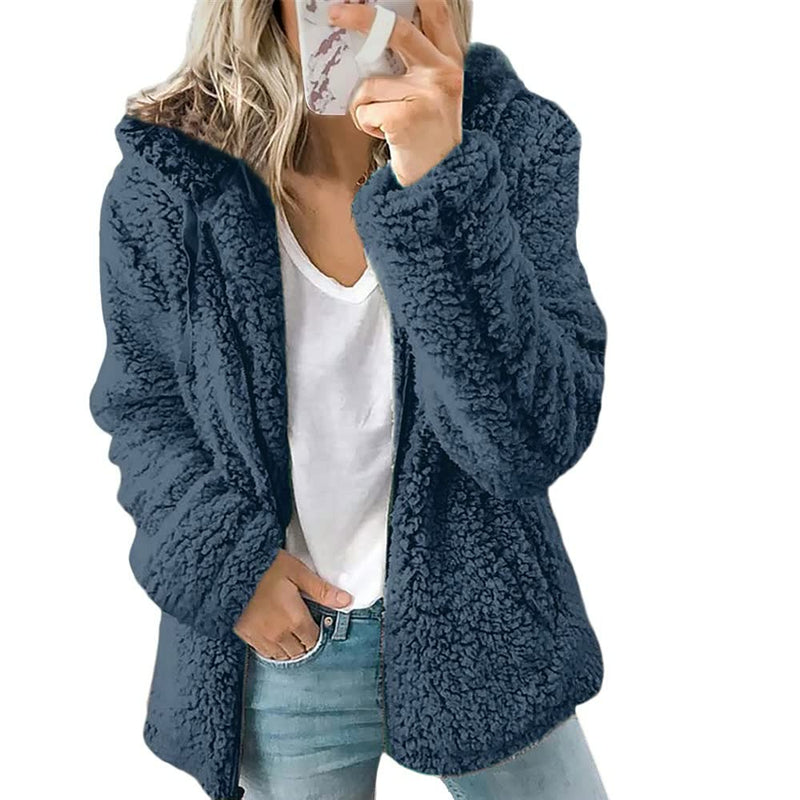 Fluffy Coat Jacket for Women | Stylish & Warm-Blue-S-State of Style