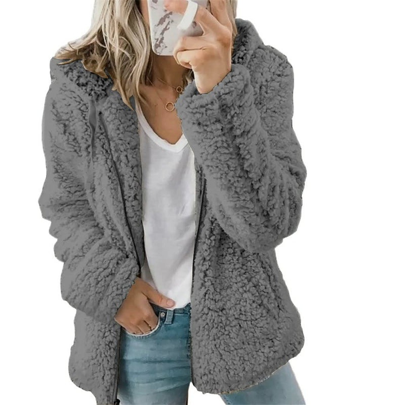 Fluffy Coat Jacket for Women | Stylish & Warm-Dark Gray-S-State of Style