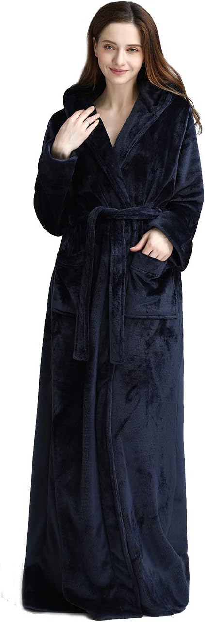 Fluffy Fleece Bathrobe with Hood - CozyFluff-Blue-M-State of Style