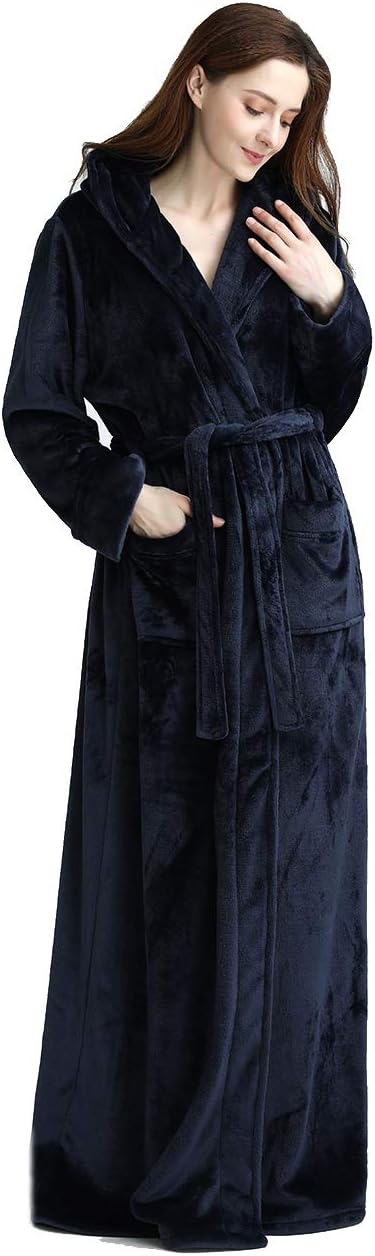 Fluffy Fleece Bathrobe with Hood - CozyFluff-Blue-M-State of Style