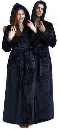 Fluffy Fleece Bathrobe with Hood - CozyFluff-Blue-M-State of Style